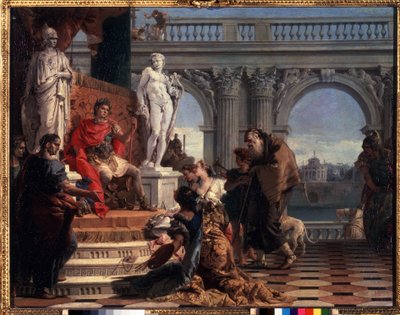 Maecenas præsenterer kunsten for Augustus. Caius Cilnius Maecenas (eller Mecene) (ca. 70 f.Kr.-8. f.Kr.) romersk politiker, der viede sin formue og indflydelse til fremme af kunst og breve blandt af Giovanni Battista Tiepolo