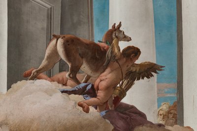 Palazzina (lille bygning), indgangshallen: "The Sacrifice of Iphigenia", detalje af dåen sendt af Artemis for at erstatte Iphigenia af Giovanni Battista Tiepolo