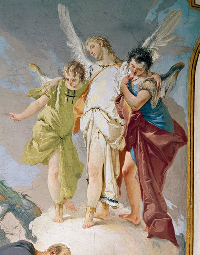 Abraham og engle, af Giovanni Battista Tiepolo (1696-1770), fresko, detalje, Patriarkalpaladset, gæstesalen, Udine af Giovanni Battista Tiepolo