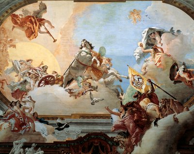 Allegori skabt til ægteskabet mellem Lodovico Rezzonico og den adelige venetianer Faustina Savorgnan i 1758, af Giambattista Tiepolo (1696-1770), fresko, Ca 