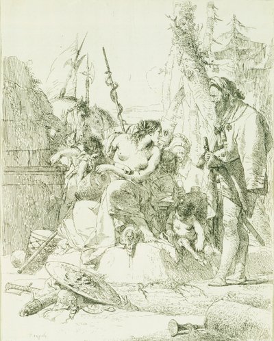 Capriccio af Giambattista Tiepolo (1696-1770), kobberstik af Giovanni Battista Tiepolo