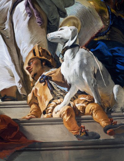Dværg og hund, detalje fra Salomons dom af Giovanni Battista Tiepolo