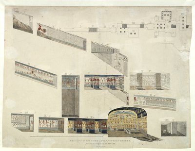 Sektion af Psammuthis grav i Theben, opdaget og åbnet af Belzoni i 1818 af Giovanni Battista Belzoni