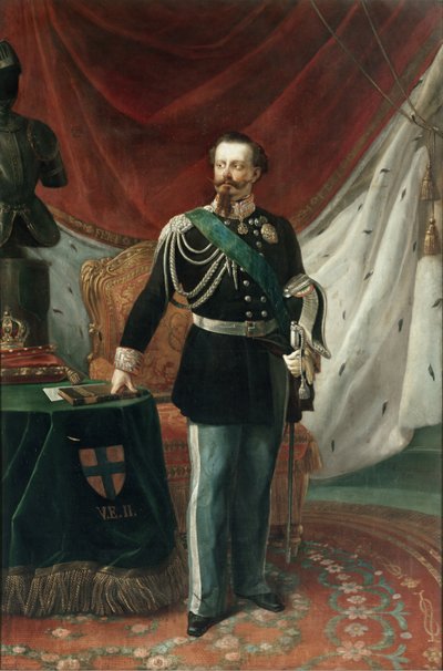 Portræt af Victor Emmanuel II af Savoyen (olie på lærred) af Giovanni Battista Biscarra