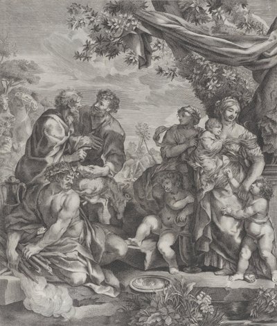 Allegorisk scene med et offerlam, 1640-70. af Giovanni Battista Bonacina