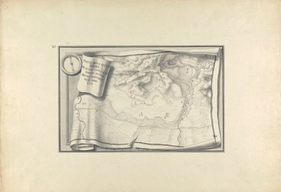 Plan over ruinerne ved Sardes med svindler af gamle bygninger, der stadig eksisterede i 1750 af Giovanni Battista Borra