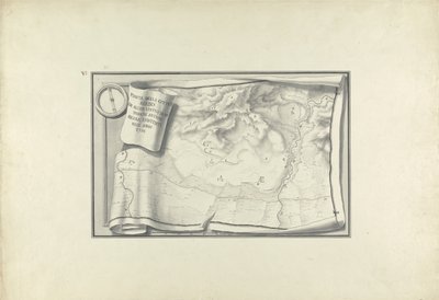 Plan over ruinerne ved Sardis med rester af gamle bygninger, der stadig eksisterede i 1750, ca. 1750 (pen og blæk med vask over grafit på papir) af Giovanni Battista Borra