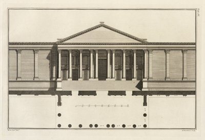 Opretstående af den store indgang til templets gård, 1753 af Giovanni Battista Borra