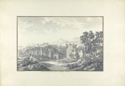 Udsigt over de ødelagte bade ved Hadrians Villa i Tivoli, ca. 1750 af Giovanni Battista Borra