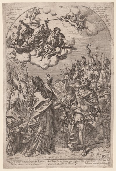 Attila ved Roms porte af Giovanni Battista Bracelli, after Alessandro Algardi