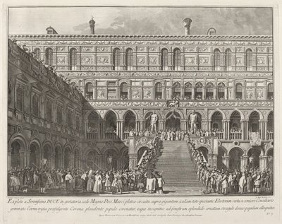 Dogen kronet på Scala dei Giganti i det hertuglige palads, 17631766. af Giovanni Battista Brostoloni