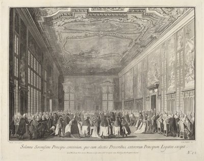 Dogen underholder udenlandske ambassadører ved en banket, 17631766. af Giovanni Battista Brostoloni