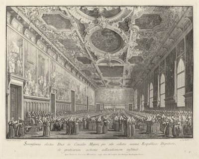 Dogen vender tilbage tak i Sala del Consiglio Maggior, 17631766. af Giovanni Battista Brostoloni