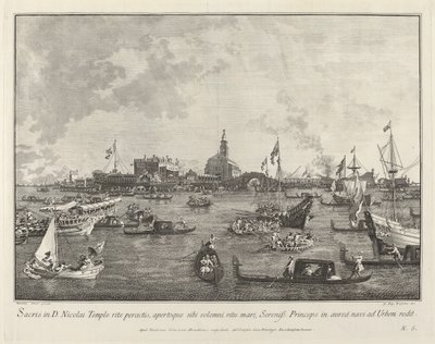 Dogen i Bucintoro forlader San Nicolò di Lido, 17631766. af Giovanni Battista Brostoloni