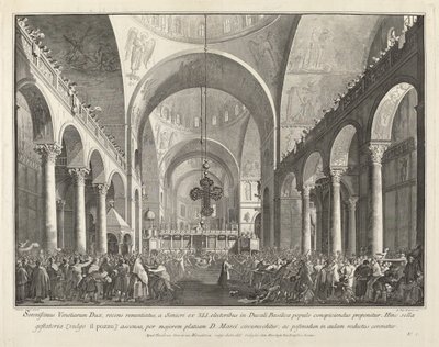 Den nyvalgte doge præsenteret for folket i San Marco, 17631766. af Giovanni Battista Brostoloni