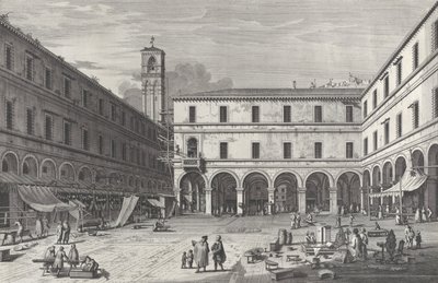 Udsigt over markedspladsen nær kirken San Giacomo, 1763., 1763. af Giovanni Battista Brostoloni