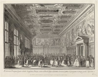 Modtagelse af dogen af udenlandske ambassadører i Sala del Collegio af Giovanni Battista Brustolon after Canaletto