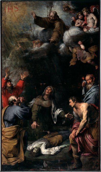 Mirakel af Sankt Bernardino af Siena (olie på lærred af Giovanni Battista Carlone