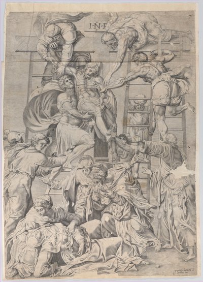 Nedstigningen fra korset, 1550-1600. af Giovanni Battista Cavalieri