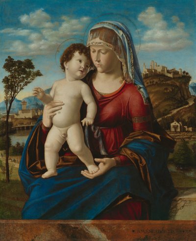 Madonna og barn i et landskab, ca. 1496-99 af Giovanni Battista Cima da Conegliano