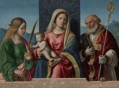 Jomfru og barn med de hellige Catherine og Nicholas, 1510-17 af Giovanni Battista Cima da Conegliano