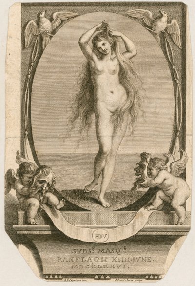 Adgangsbillet til et maskeradebal i Ranelagh, London, 14. juni 1776 af Giovanni Battista Cipriani