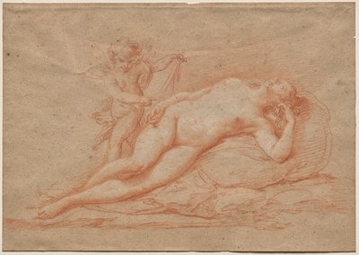 Liggende nøgen med Amor af Giovanni Battista Cipriani