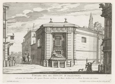 Dianafontein van de Quattro Fontane te Rom Springvand af Mr. Principe di Pallestrina (titel på objekt) Fontæner i Rom (serietitel) Fonteinen van Rome (serietitel) af Giovanni Battista Falda