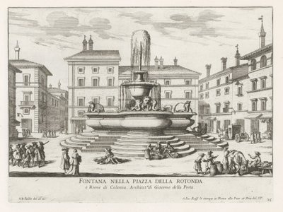 Fontæne af Pantheon på Piazza della Rotonda te Rom Springvand på Piazza della Rotonda (titel på objekt) Fontæner i Rom (serietitel) Fonteinen van Rome (serietitel) af Giovanni Battista Falda