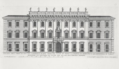Udsigt over facaden på Palazzo Chigi, Rom designet af Matteo di Castello, Carlo Maderno (1556-1629) og Giovanni Bernini (1598-1680) af Giovanni Battista Falda