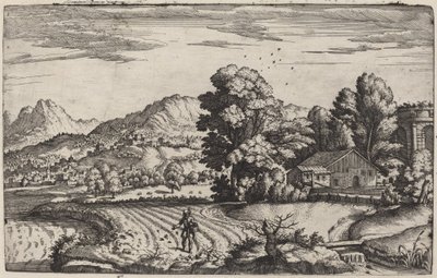 Bjerglandskab med lignelsen om såmanden af Giovanni Battista Fontana