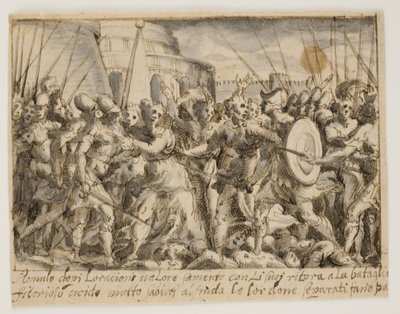 Sabinskvinderne forhandler fred mellem romerne og sabinerne af Giovanni Battista Fontana