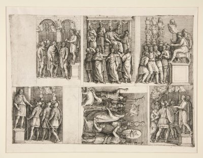 Seks vignetter fra Trajans liv af Giovanni Battista Franco (called Il Semolei)