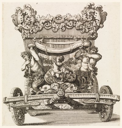 Set forfra af den første vogn (1686 af Lord Castlemaine af Andrea Cornelly efter Ciro Ferri, 1687-1700 af Giovanni Battista Lenardi