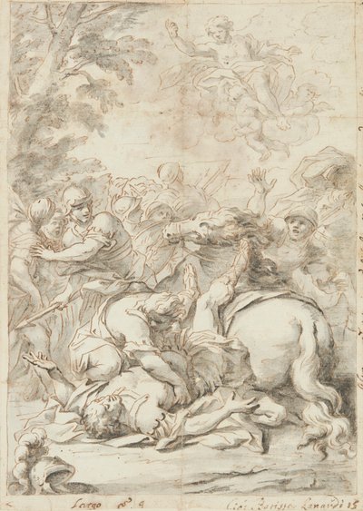 The Conversion of Saint Paul (grafit og blæk på papir) af Giovanni Battista Lenardi