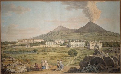 Vesuvs skråninger fra Portici med udsigt over Bourbon-paladset, af Giovan Battista Lusieri, gouache. af Giovanni Battista Lusieri