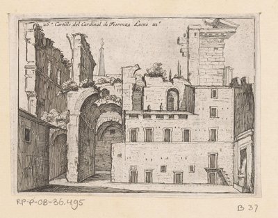 Resten van het Serapeum te Rom Kartille af kardinal di Fiorenza Leone XI (titel på objekt) Gezichten op Rom (serietitel) Nogle udsigter og perspektiver af ubeboede steder i Rom (serietitel) af Giovanni Battista Mercati