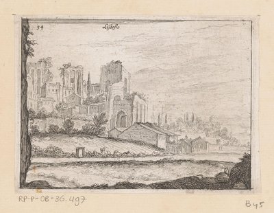 Ruïnes af Palazzo Maggiore te Rom Listesso (titel på objekt) Gezichten op Rom (serietitel) Nogle udsigter og perspektiver af ubeboede steder i Rom (serietitel) af Giovanni Battista Mercati