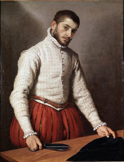 Portræt af mennesket eller "" Skrædderen "" Maleri af Giovan Battista Moroni (Giovanbattista, Giovanni Battista) (ca. 1529-1578) 1570 Dim. 99,5x77 cm London, nationalgalleriet af Giovanni Battista Moroni