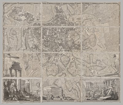 Nyt kort over Rom bragt frem i lyset af Giambattista Nolli i året MDCCXLVII, kendt som La Pianta Grande di Roma af Giovanni Battista Nolli