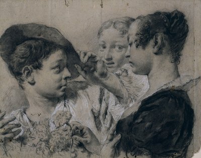 En ung kvinde køber en pink af en ung mand af Giovanni Battista Piazzetta