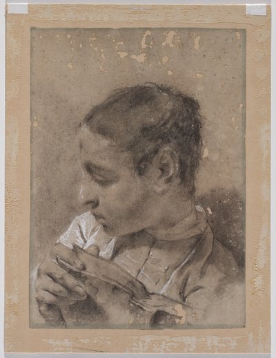 Leder af en ung mand i profil med en bog, ca. 173040
