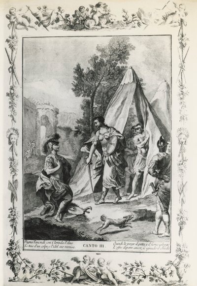 Jerusalem Delivered, canto III, illustration af Giovanni Battista Piazzetta (1683-1754) til digt af Torquato Tasso (1544-1595), udgave udgivet i Venedig i 1745, Italien af Giovanni Battista Piazzetta