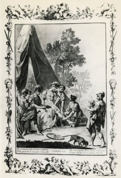 Jerusalem Delivered, canto XI illustration af Giovanni Battista Piazzetta (1683-1754) til digt af Torquato Tasso (1544-1595), udgave udgivet i Venedig i 1745, Italien af Giovanni Battista Piazzetta