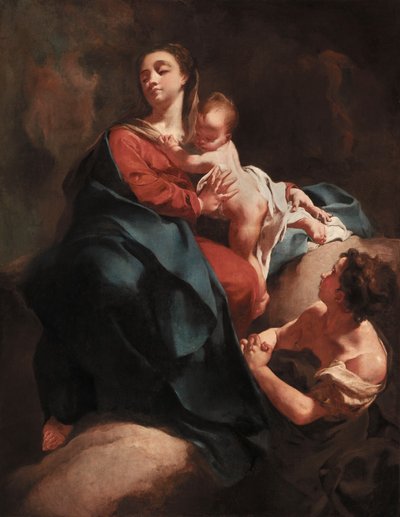 Madonna og barn med en tilbedende figur af Giovanni Battista Piazzetta