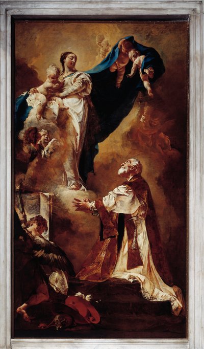 Virgin viser sig for St Philip Neri (olie på lærred af Giovanni Battista Piazzetta