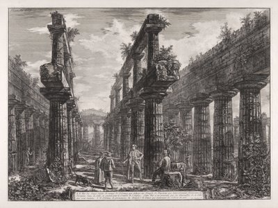 A., B. Udsigt over resterne af de to rækker søjler i Neptuns tempel, som på siderne dannede søjlegangene i cellaen og bar bygningens tag ... af Giovanni Battista Piranesi