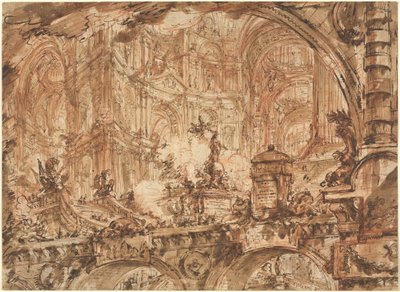 Et storslået paladsligt interiør af Giovanni Battista Piranesi