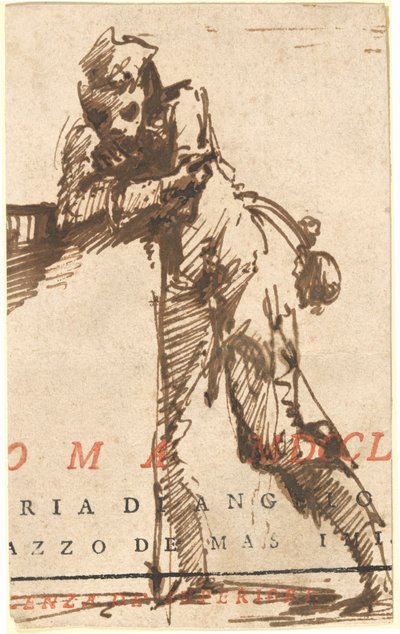 En mand, der læner sig op ad en struktur af Giovanni Battista Piranesi