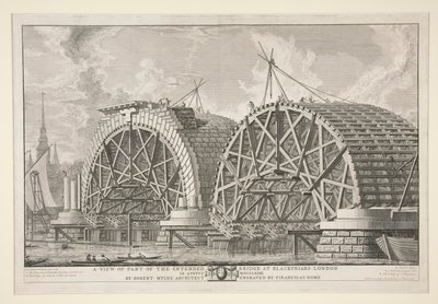 En visning af en del af den påtænkte bro ved Blackfriars, London, i august MDCCLXIII af Robert Mylne, arkitekt, indgraveret af Piranesi i Rom af Giovanni Battista Piranesi